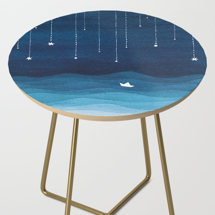 Falling stars, blue, sailboat, ocean Side Table Gallery Image 2