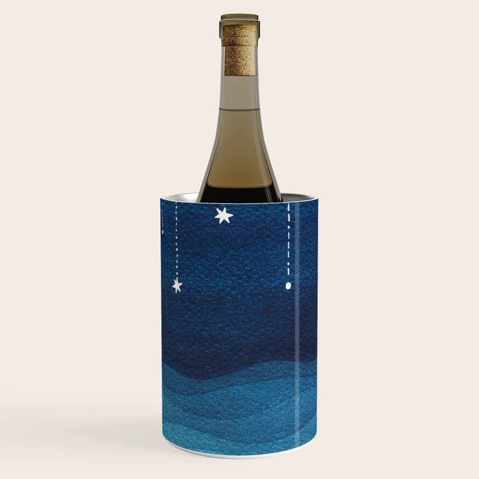 Falling stars, blue, sailboat, ocean Wine Chiller Gallery Image 2