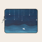 Falling stars, blue, sailboat, ocean Laptop Sleeve Gallery Image 1