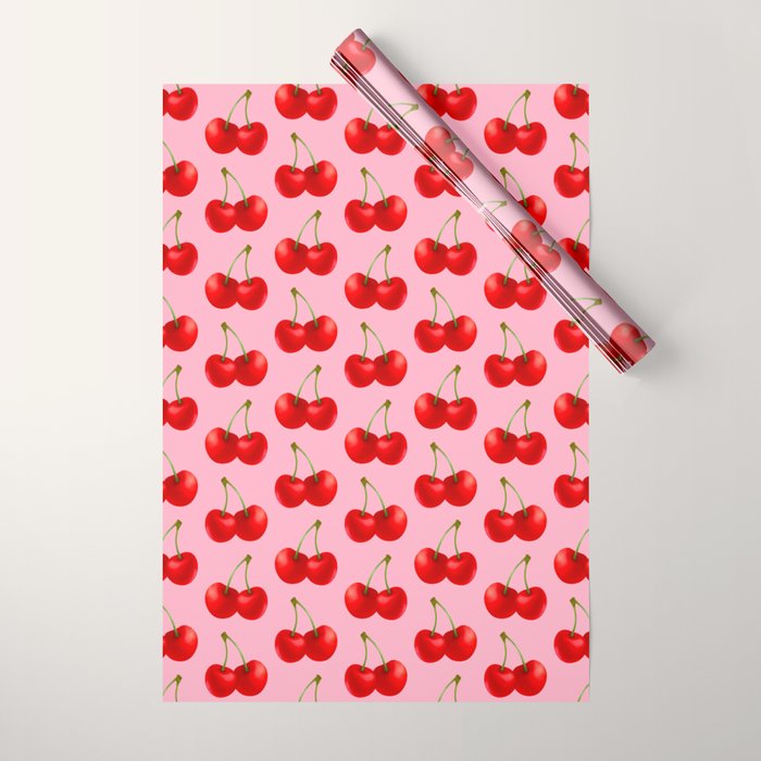 Y2K Cherries - Pink Pattern Large Wrapping Paper Gallery Image 1