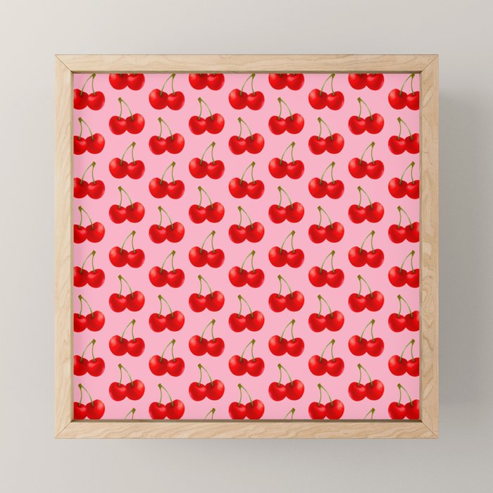 Y2K Cherries - Pink Pattern Large Mini Art Print Gallery Image 1