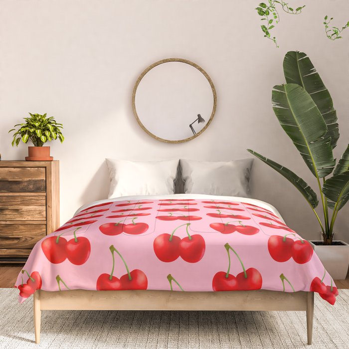 Y2K Cherries - Pink Pattern Large Comforter Gallery Image 3