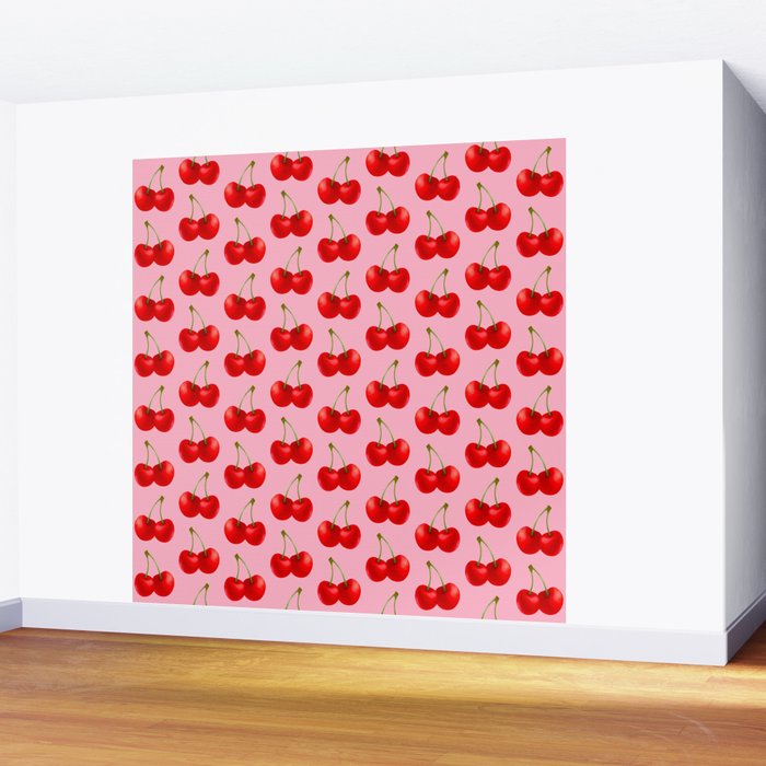 Y2K Cherries - Pink Pattern Large Wall Mural Gallery Image 2