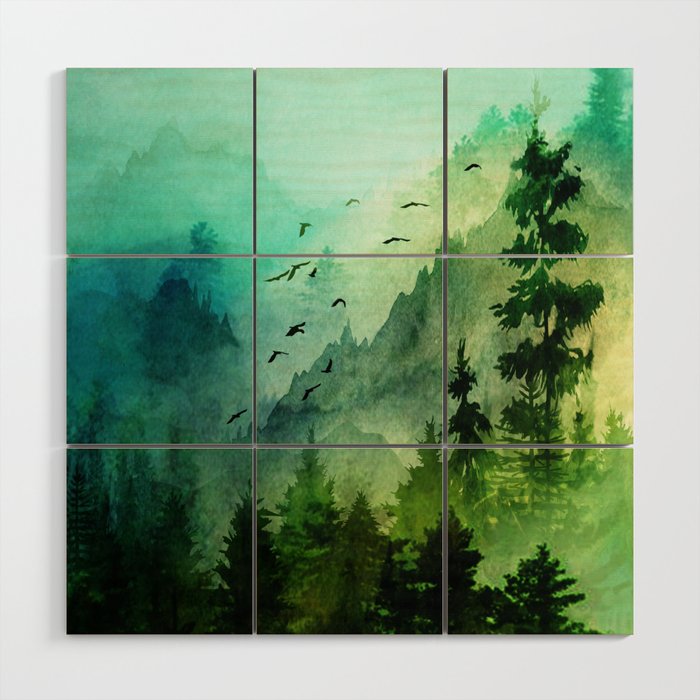 Mountain Morning Wood Wall Art Gallery Image 1