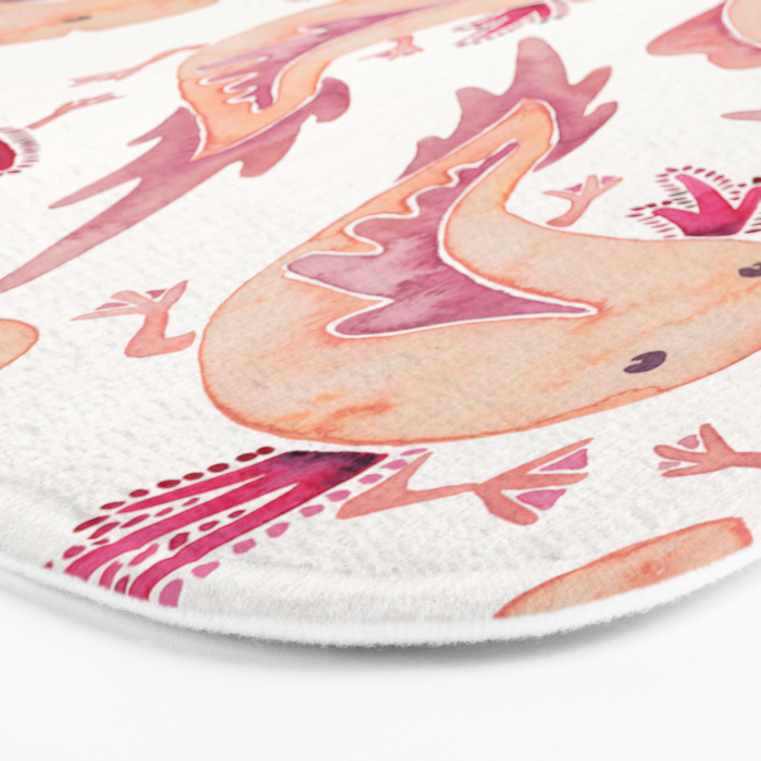 Mexican Axolotls Watercolor Bath Mat Gallery Image 3
