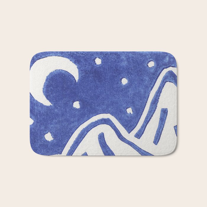 Linocut Starry Night Bath Mat Gallery Image 1