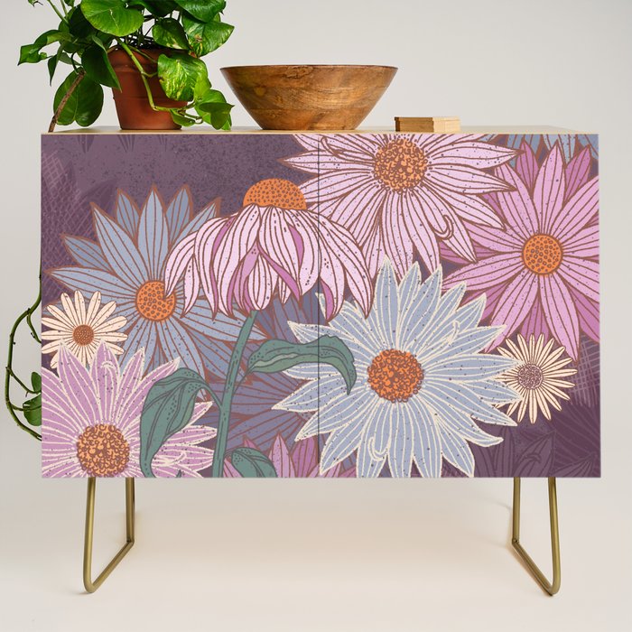 Monarch Butterfly and Wildflowers Credenza Gallery Image 1
