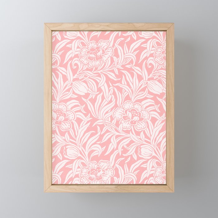 Coquette Aesthetic Pastel Pink Vintage Floral Botanical Pattern Mini Art Print Gallery Image 1