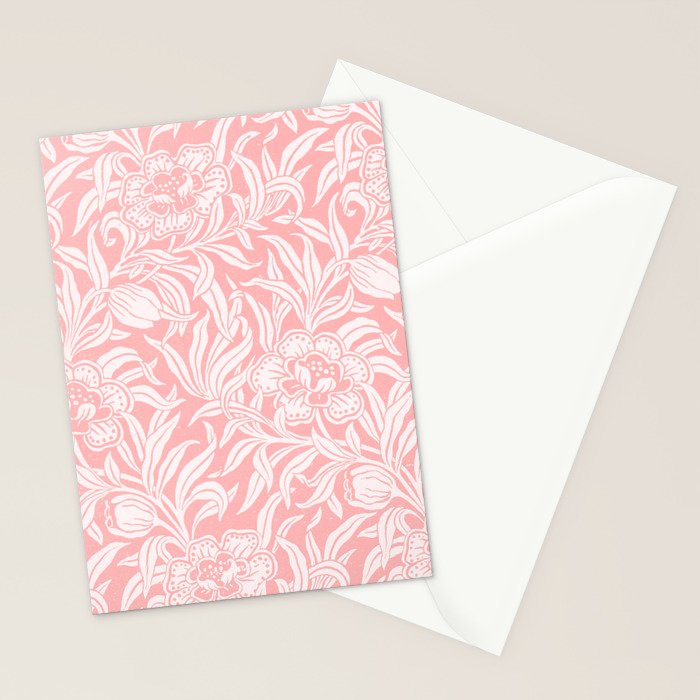 Coquette Aesthetic Pastel Pink Vintage Floral Botanical Pattern Stationery Card Gallery Image 2