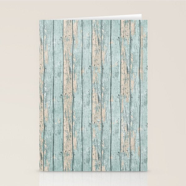 Rustic Beach Driftwood Vacation Blue Texture Stationery Card Gallery Image 1