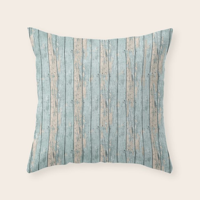 Rustic Beach Driftwood Vacation Blue Texture Throw Pillow Gallery Image 6