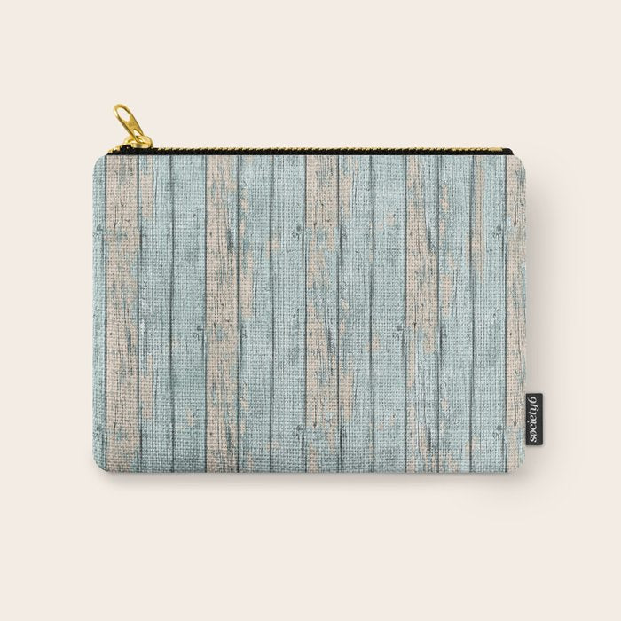 Rustic Beach Driftwood Vacation Blue Texture Carry All Pouch Gallery Image 1