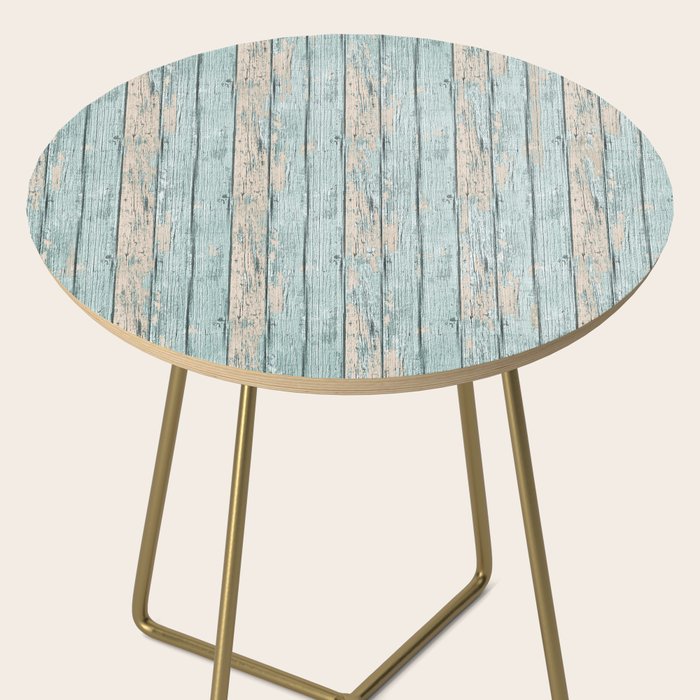 Rustic Beach Driftwood Vacation Blue Texture Side Table Gallery Image 2