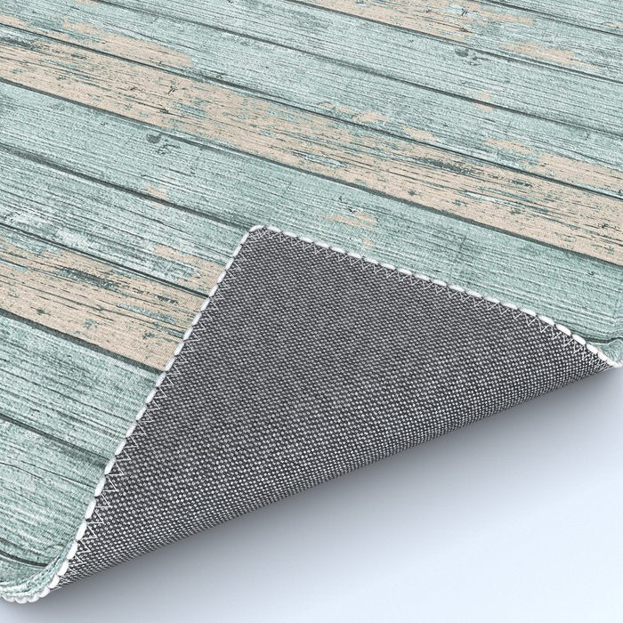 Rustic Beach Driftwood Vacation Blue Texture Rug Gallery Image 4