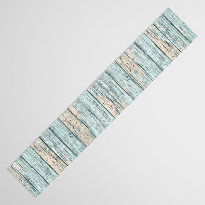 Rustic Beach Driftwood Vacation Blue Texture Table Runner Gallery Image 3