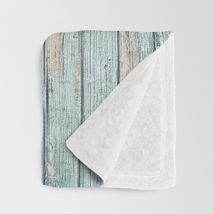 Rustic Beach Driftwood Vacation Blue Texture Throw Blanket Gallery Image 3