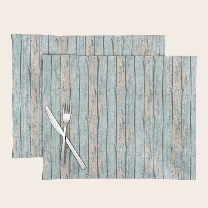 Rustic Beach Driftwood Vacation Blue Texture Placemat Gallery Image 1
