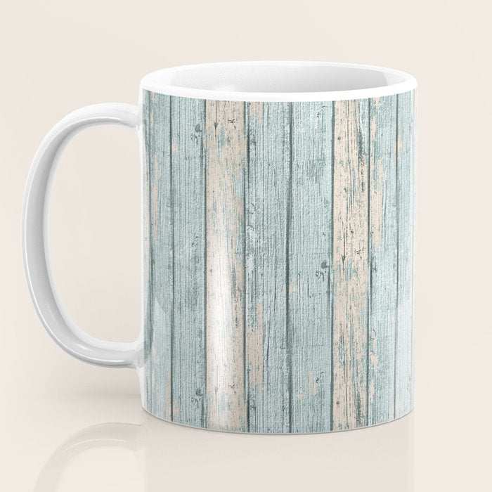 Rustic Beach Driftwood Vacation Blue Texture Coffee Mug Gallery Image 3