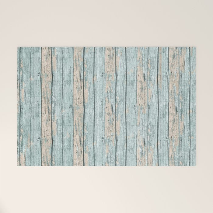 Rustic Beach Driftwood Vacation Blue Texture Welcome Mat Gallery Image 1