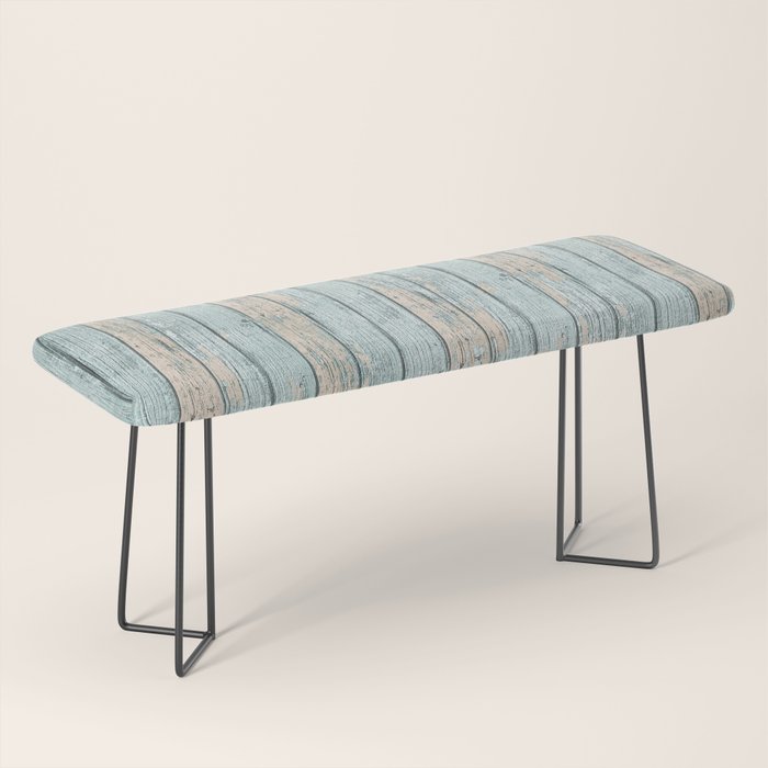 Rustic Beach Driftwood Vacation Blue Texture Bench Gallery Image 1