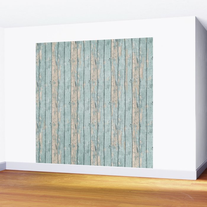 Rustic Beach Driftwood Vacation Blue Texture Wall Mural Gallery Image 2