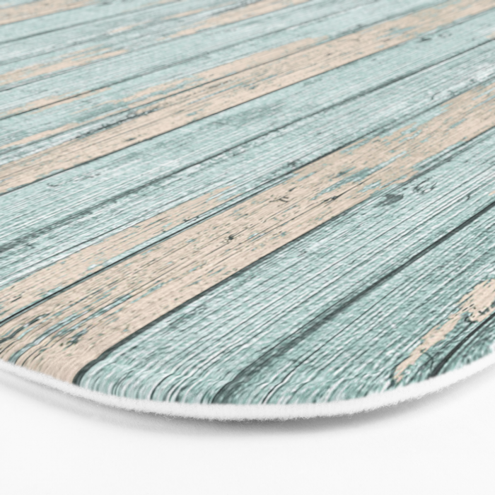Rustic Beach Driftwood Vacation Blue Texture Bath Mat Gallery Image 3