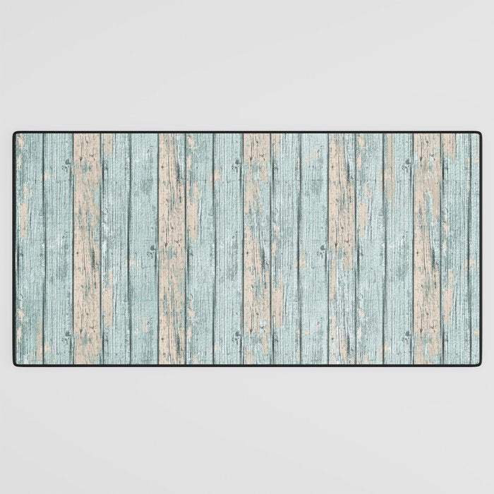 Rustic Beach Driftwood Vacation Blue Texture Desk Mat Gallery Image 3