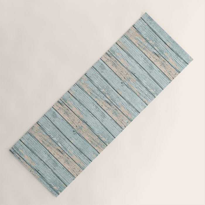 Rustic Beach Driftwood Vacation Blue Texture Yoga Mat Gallery Image 1