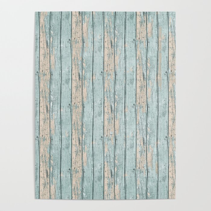 Rustic Beach Driftwood Vacation Blue Texture Poster Gallery Image 1