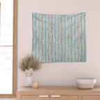 Rustic Beach Driftwood Vacation Blue Texture Wall Tapestry Gallery Image 2