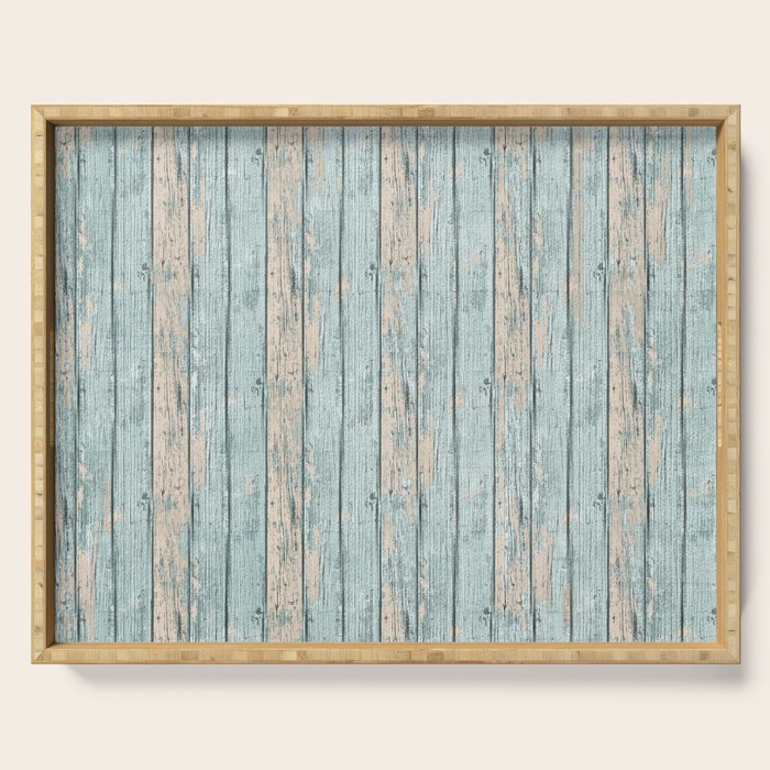 Rustic Beach Driftwood Vacation Blue Texture Serving Tray Gallery Image 1