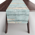 Rustic Beach Driftwood Vacation Blue Texture Table Runner Gallery Image 1