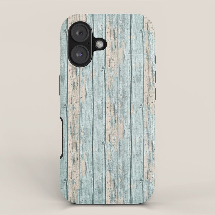 Rustic Beach Driftwood Vacation Blue Texture iPhone Case Gallery Image 1