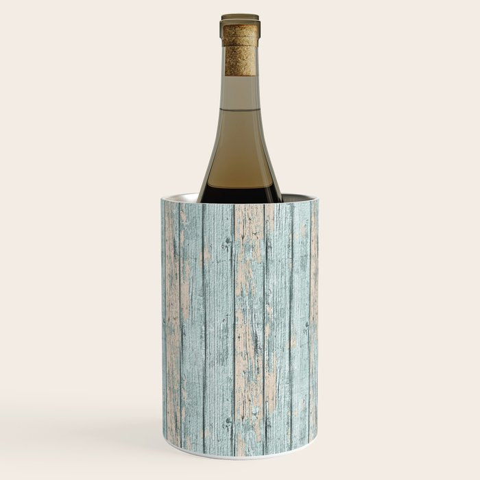 Rustic Beach Driftwood Vacation Blue Texture Wine Chiller Gallery Image 1