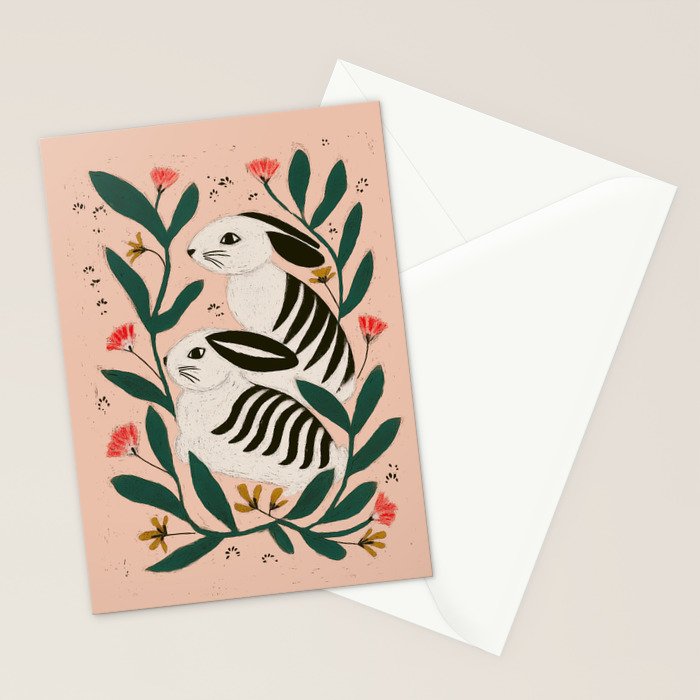 Hares Among Flowers Stationery Card Gallery Image 2