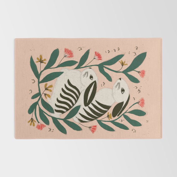 Hares Among Flowers Rug Gallery Image 2