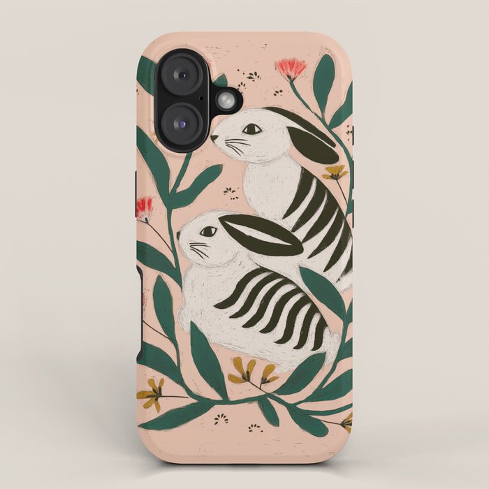 Hares Among Flowers iPhone Case Gallery Image 1