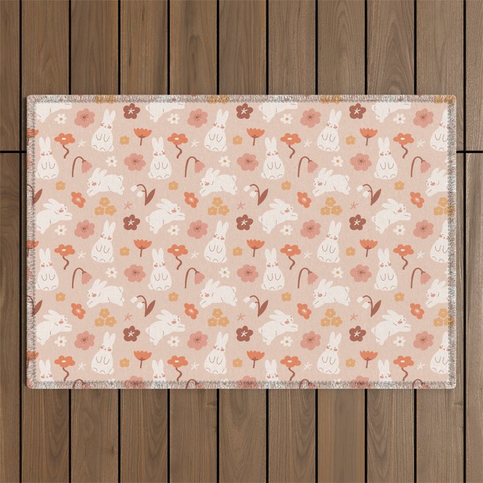 Cute bunny illustration Outdoor Rug Gallery Image 1