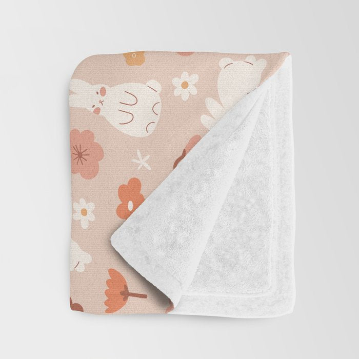 Cute bunny illustration Throw Blanket Gallery Image 3