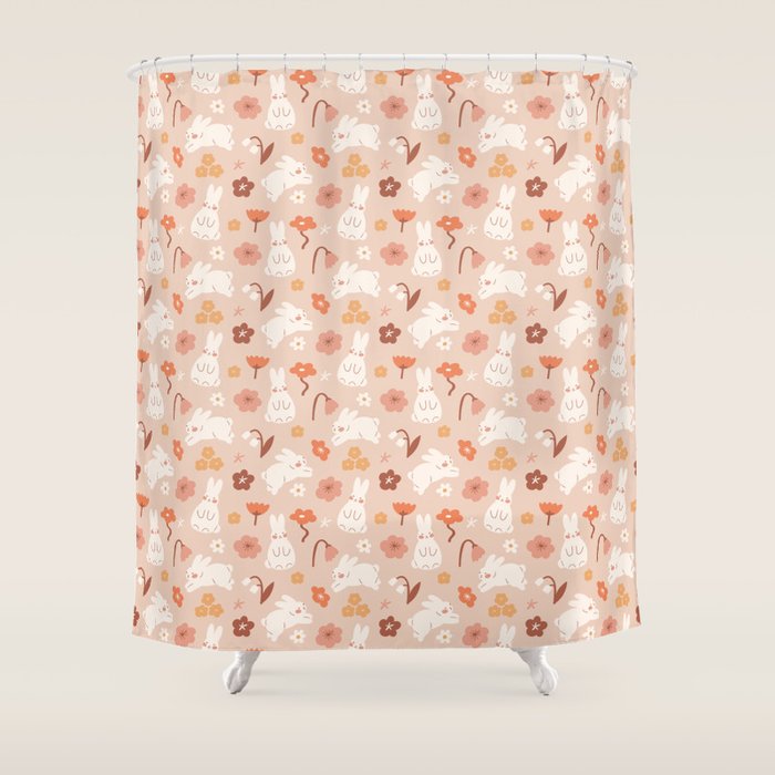 Cute bunny illustration Shower Curtain Gallery Image 1