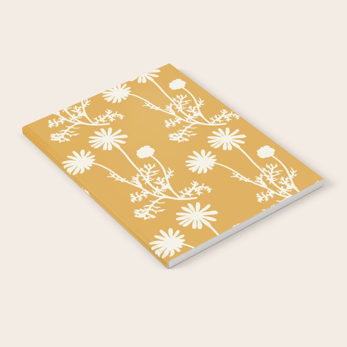 Wild Daisies Floral Botanical Pattern in Mustard Notebook Gallery Image 2