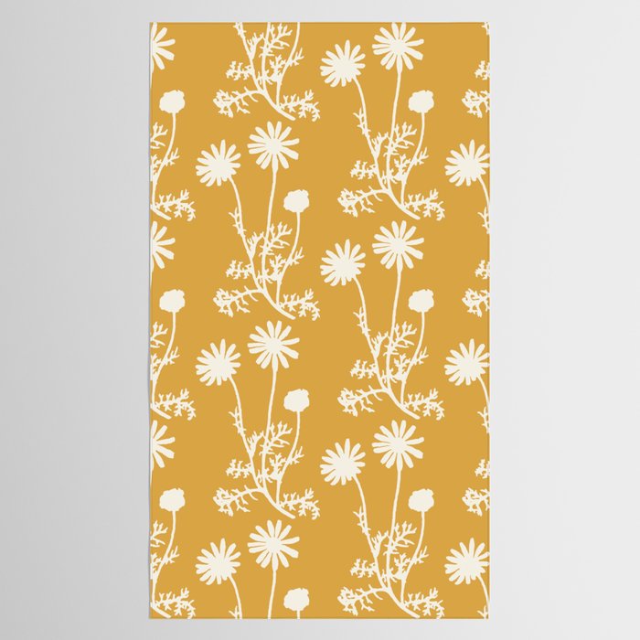 Wild Daisies Floral Botanical Pattern in Mustard Tablecloth Gallery Image 2