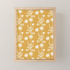 Wild Daisies Floral Botanical Pattern in Mustard Mini Art Print Gallery Image 1