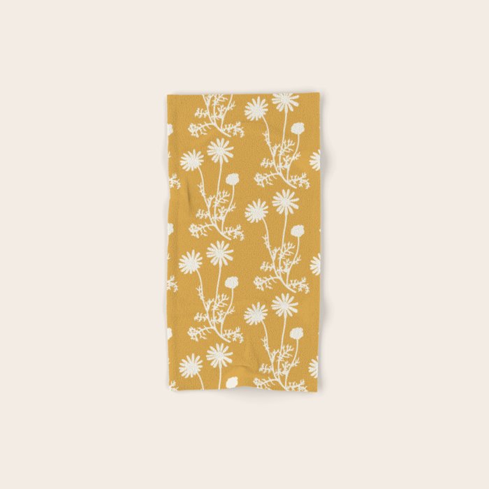 Wild Daisies Floral Botanical Pattern in Mustard Bath Towel Gallery Image 1