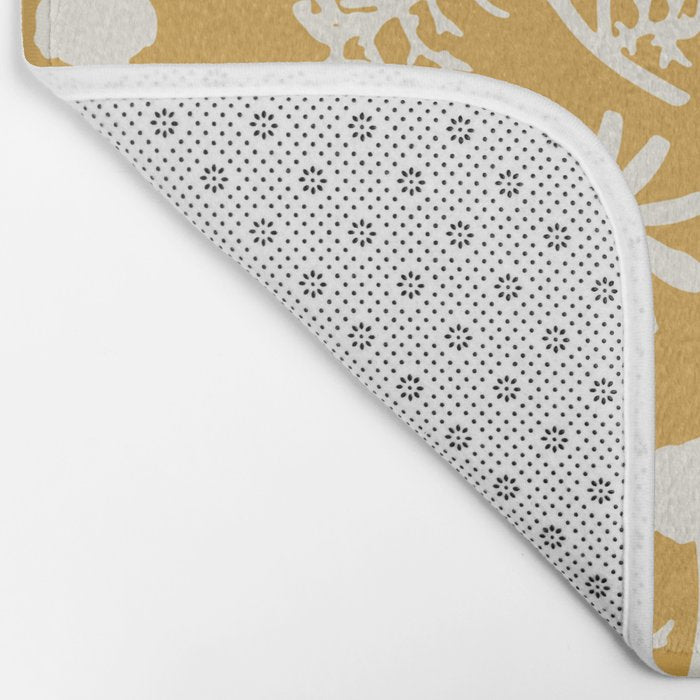 Wild Daisies Floral Botanical Pattern in Mustard Bath Mat Gallery Image 2