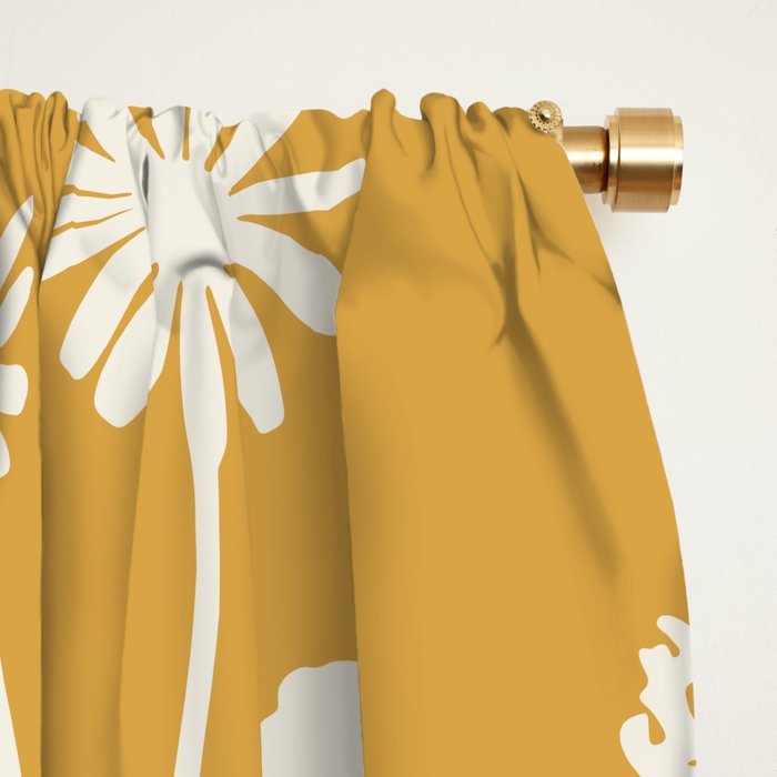 Wild Daisies Floral Botanical Pattern in Mustard Window Curtain Gallery Image 2