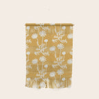 Wild Daisies Floral Botanical Pattern in Mustard Wall Hanging Gallery Image 1