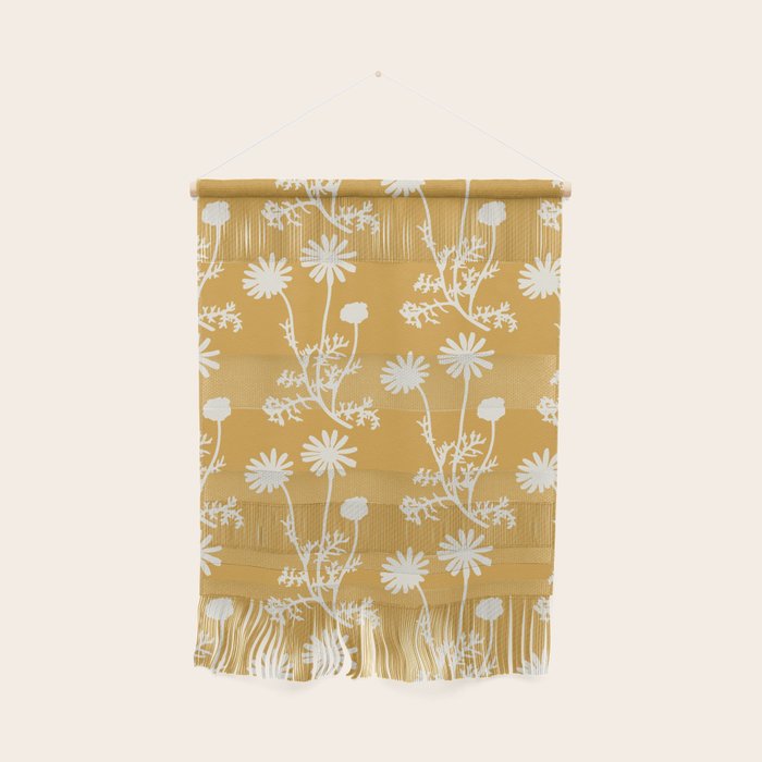 Wild Daisies Floral Botanical Pattern in Mustard Wall Hanging Gallery Image 1