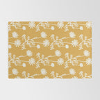 Wild Daisies Floral Botanical Pattern in Mustard Rug Gallery Image 2