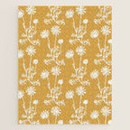 Wild Daisies Floral Botanical Pattern in Mustard Jigsaw Puzzle Gallery Image 1
